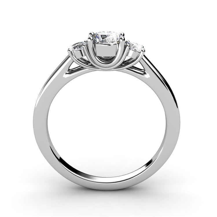 Round Cut  Three Stone Style Cubic Zirconia in 925 Sterling Silver Ring 4