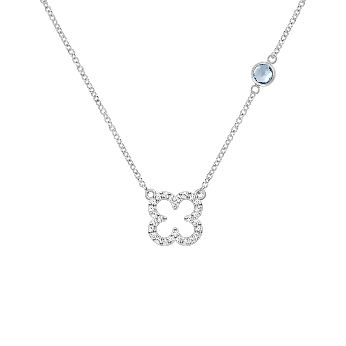 0.25 CT Round Aquamarine Lab Made Diamond- March Birthstone Necklace 7