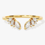 Stunning 0.30 CT Round & Marquise Moissanite Stones Open Wedding Band 1
