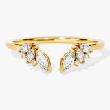 Stunning 0.30 CT Round & Marquise Moissanite Stones Open Wedding Band 1