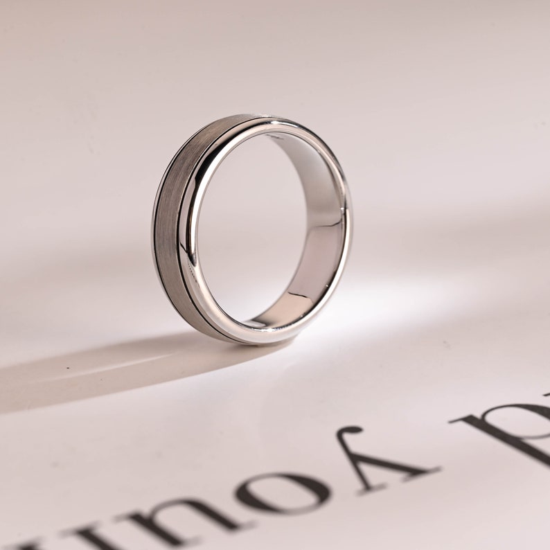 Delicate Men's Wedding Band Satin Finished in Solid Gold 6