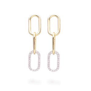 1.0 TCW Round Cut Moissanite Linked Up Earrings in Gold