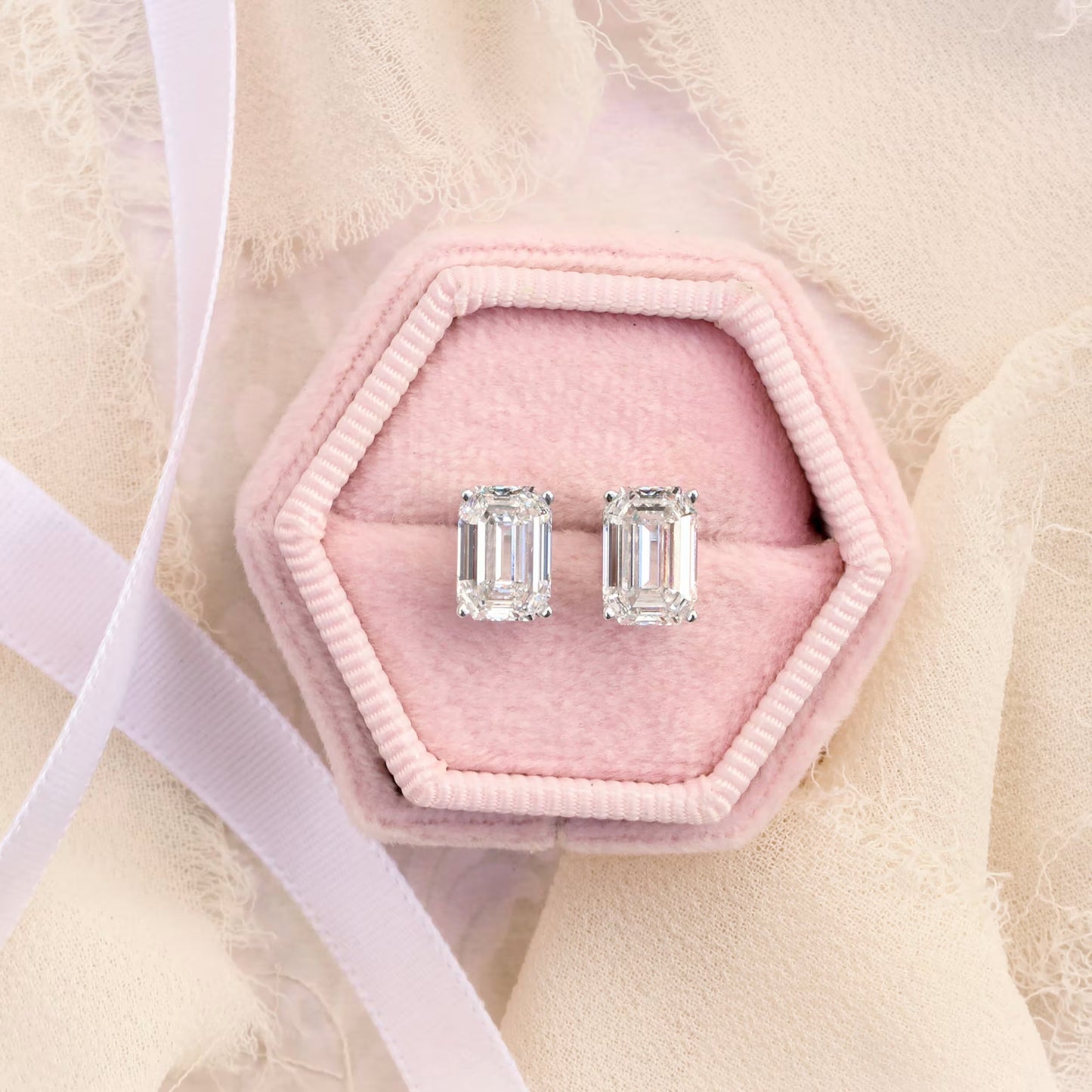 1.50 TCW Emerald Shape Moissanite Stud Earrings in Gold 4