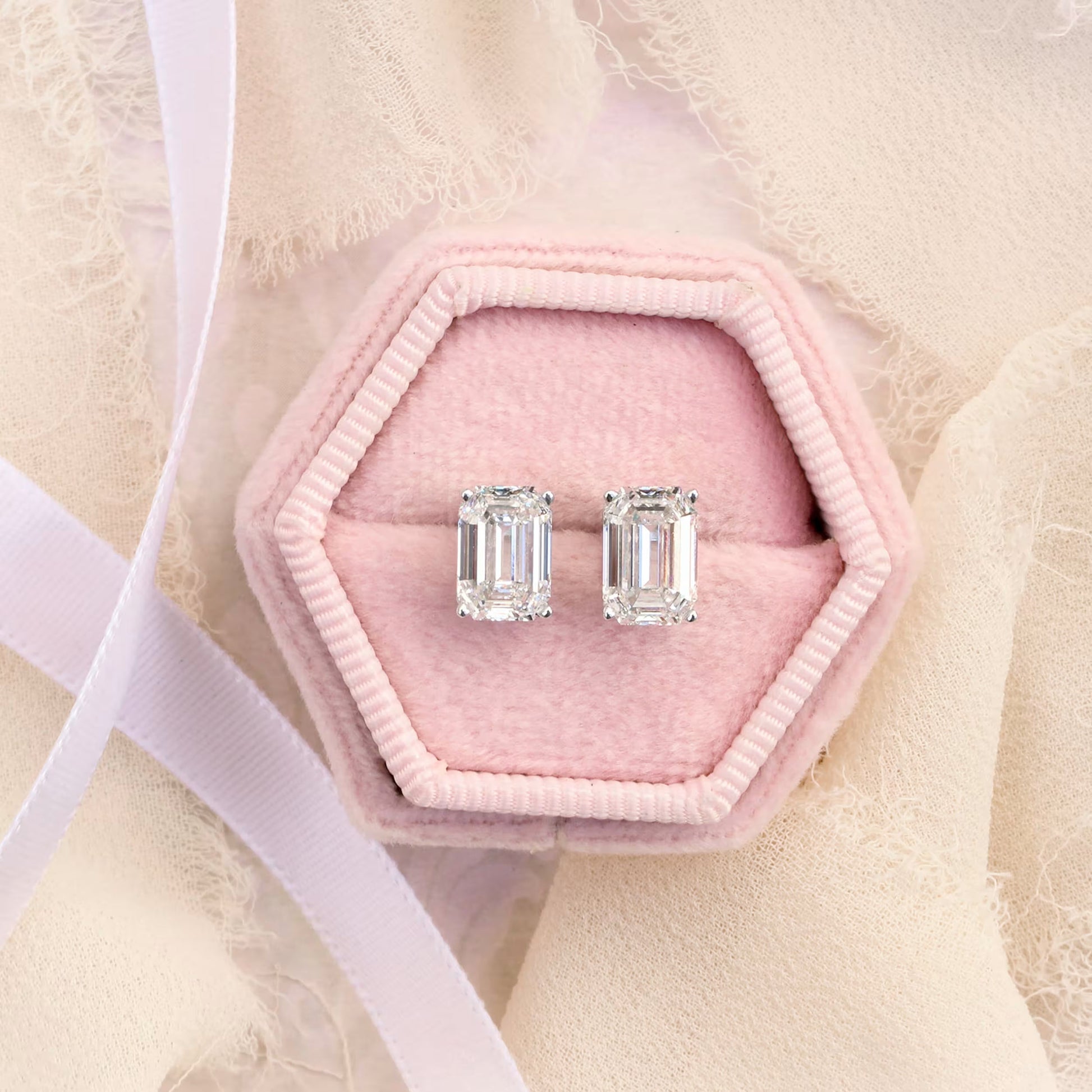 1.50 TCW Emerald Shape Moissanite Stud Earrings in Gold 4