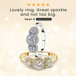 Round Cut Halo Three Stone Style Cubic Zirconia in 925 Sterling Silver Ring 2
