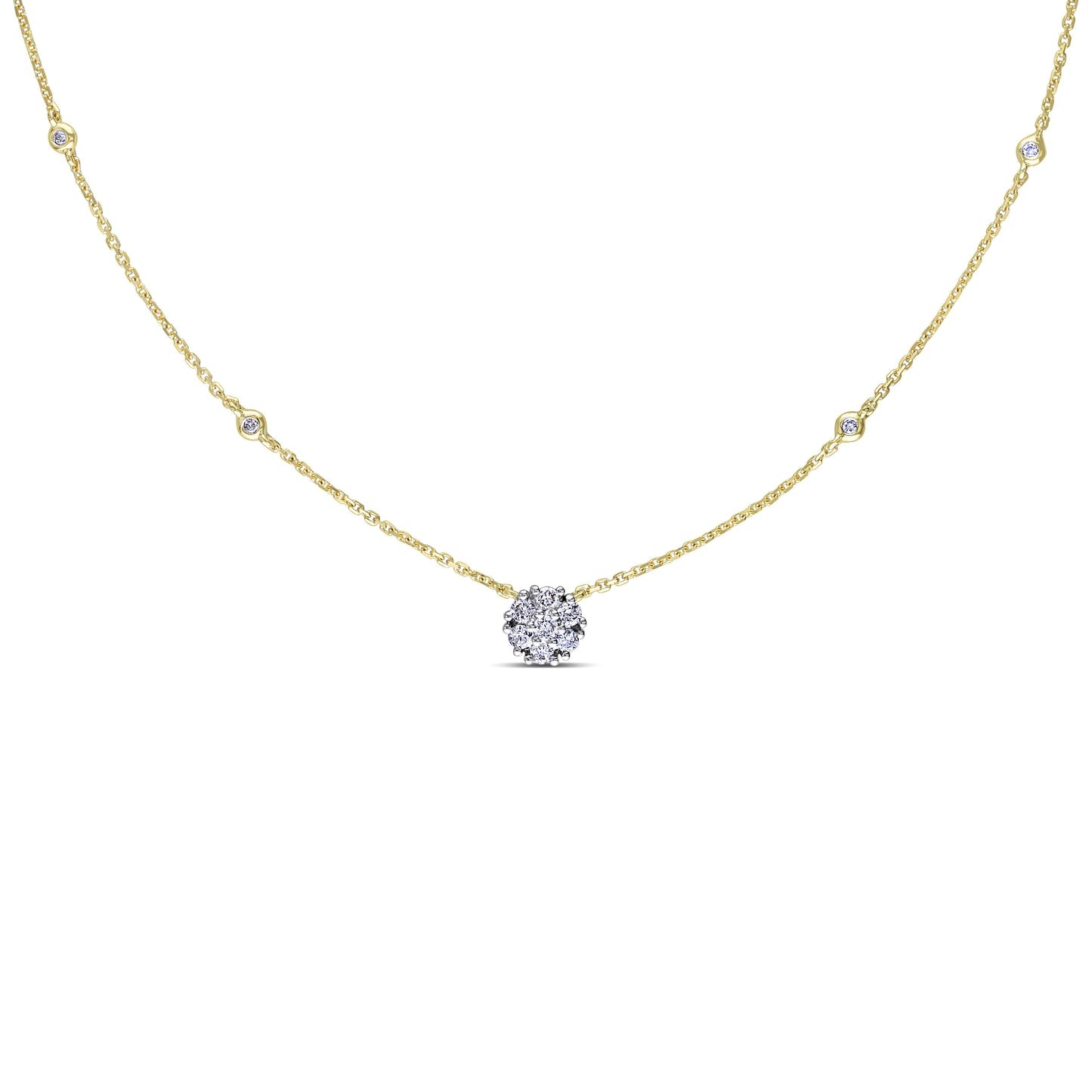 Round Cut Cubic Zirconia in 925 Sterling Silver Necklace 1