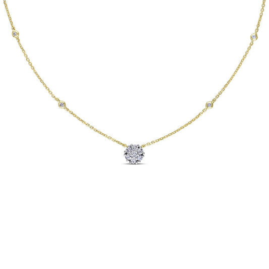 Round Cut Cubic Zirconia in 925 Sterling Silver Necklace 1