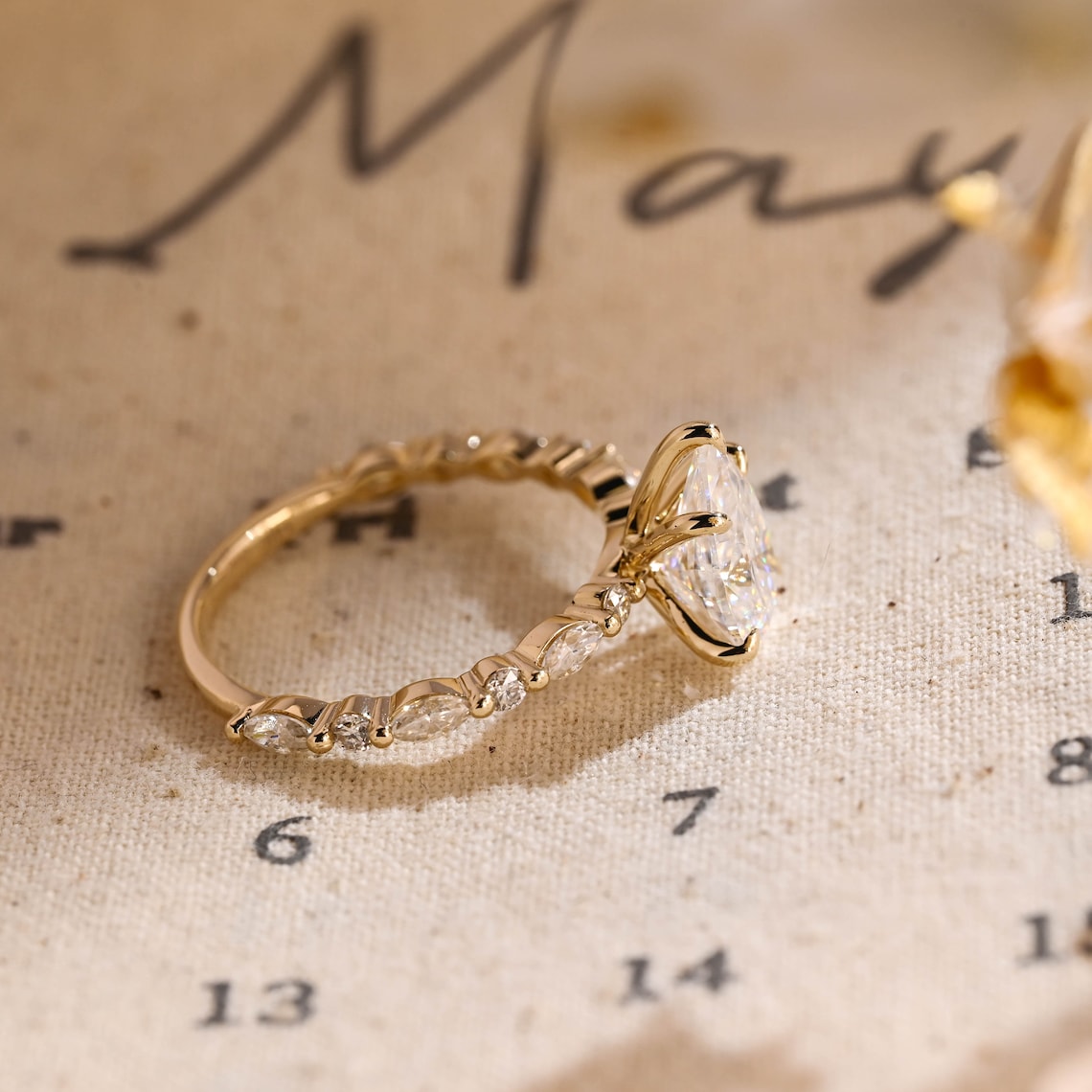 4.0 CT Pear Shaped Moissanite Engagement Ring With Pave Accents 10