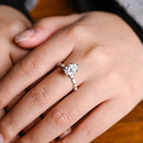 Stunning 1.0 - 2.0 CT Pear Moissanite Engagement Ring with Pave Design 8