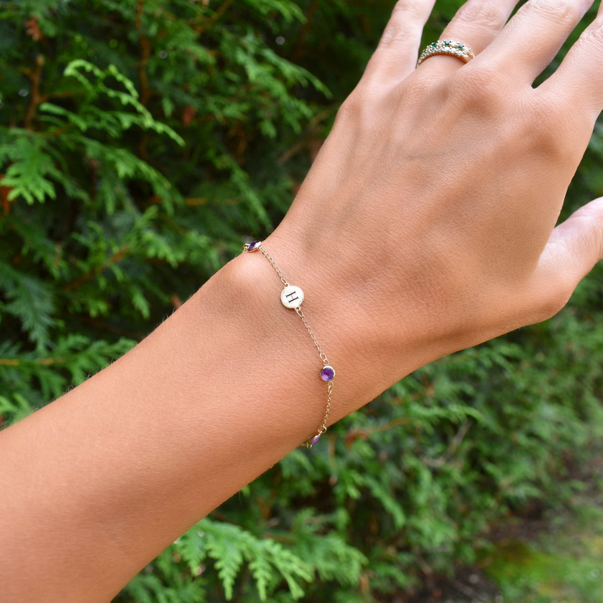 1.0 TCW Round Amethyst Lab Made Diamond- February Birthstone Bracelets 5