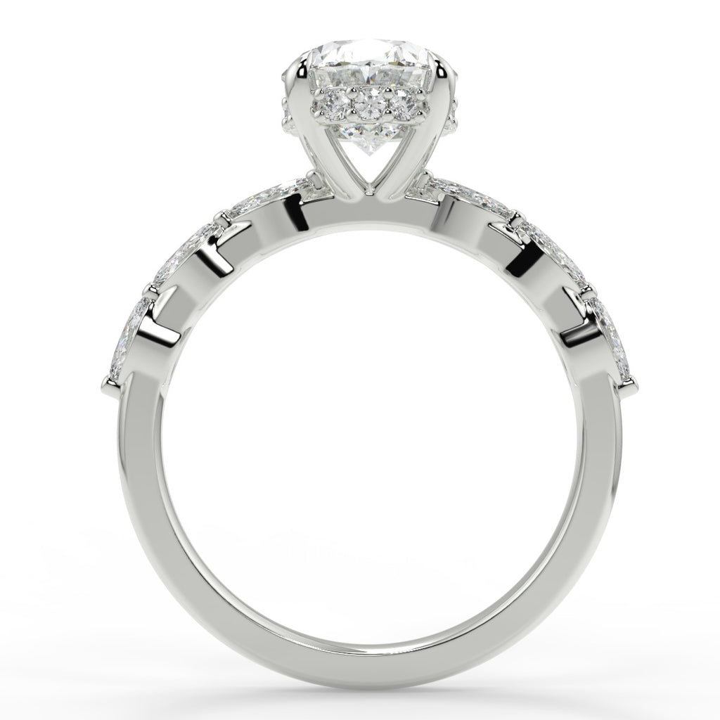 Stunning 2.11 CT Oval Moissanite Engagement Ring with Hidden Halo Halo & Pave Design 6