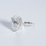 Stunning 5.0 CT Pear Moissanite Engagement Ring with Double Hidden Halo & Pave Design 7