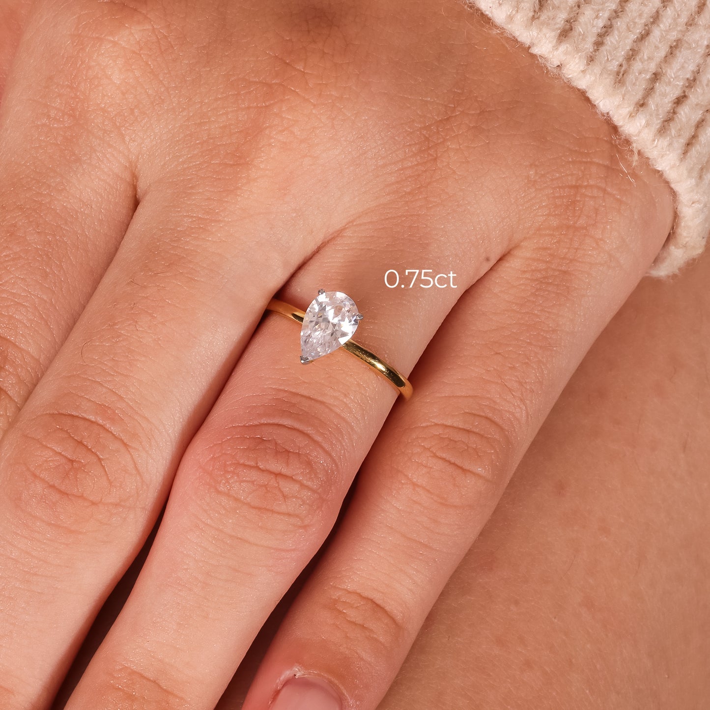 Stunning 1.0 CT Pear Moissanite Engagement Ring with Solitaire Design 9