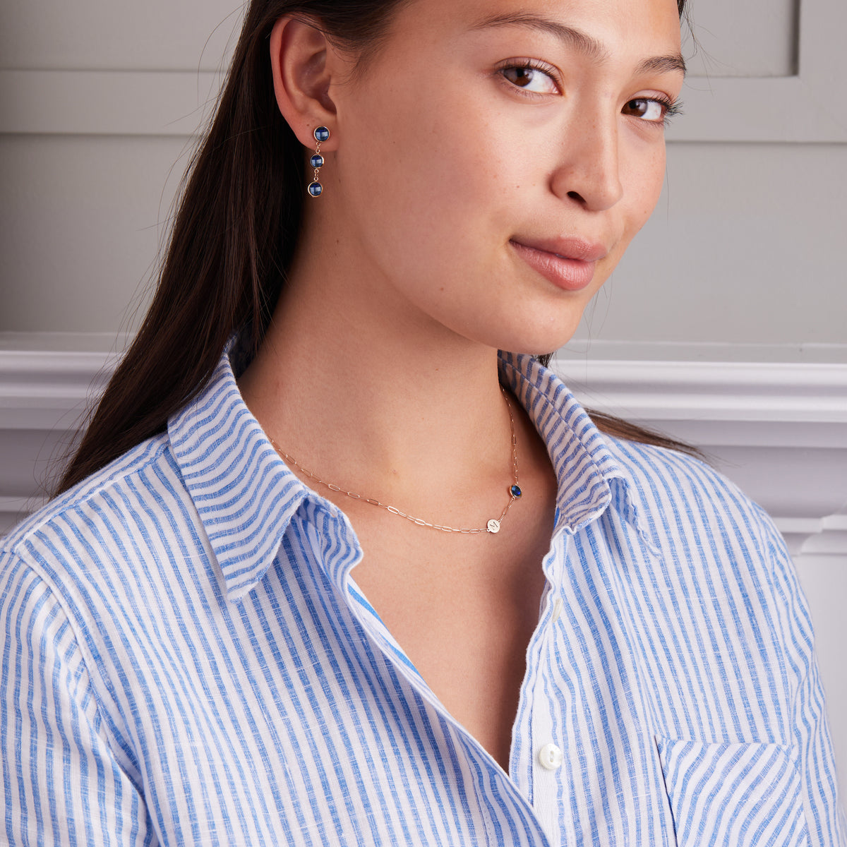 0.90 TCW Round Sapphire Lab Made Diamond- September Birthstone Necklace 5