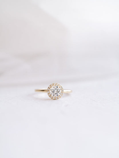 Stunning 1.0 CT Round Moissanite Engagement Ring with Halo Design 9