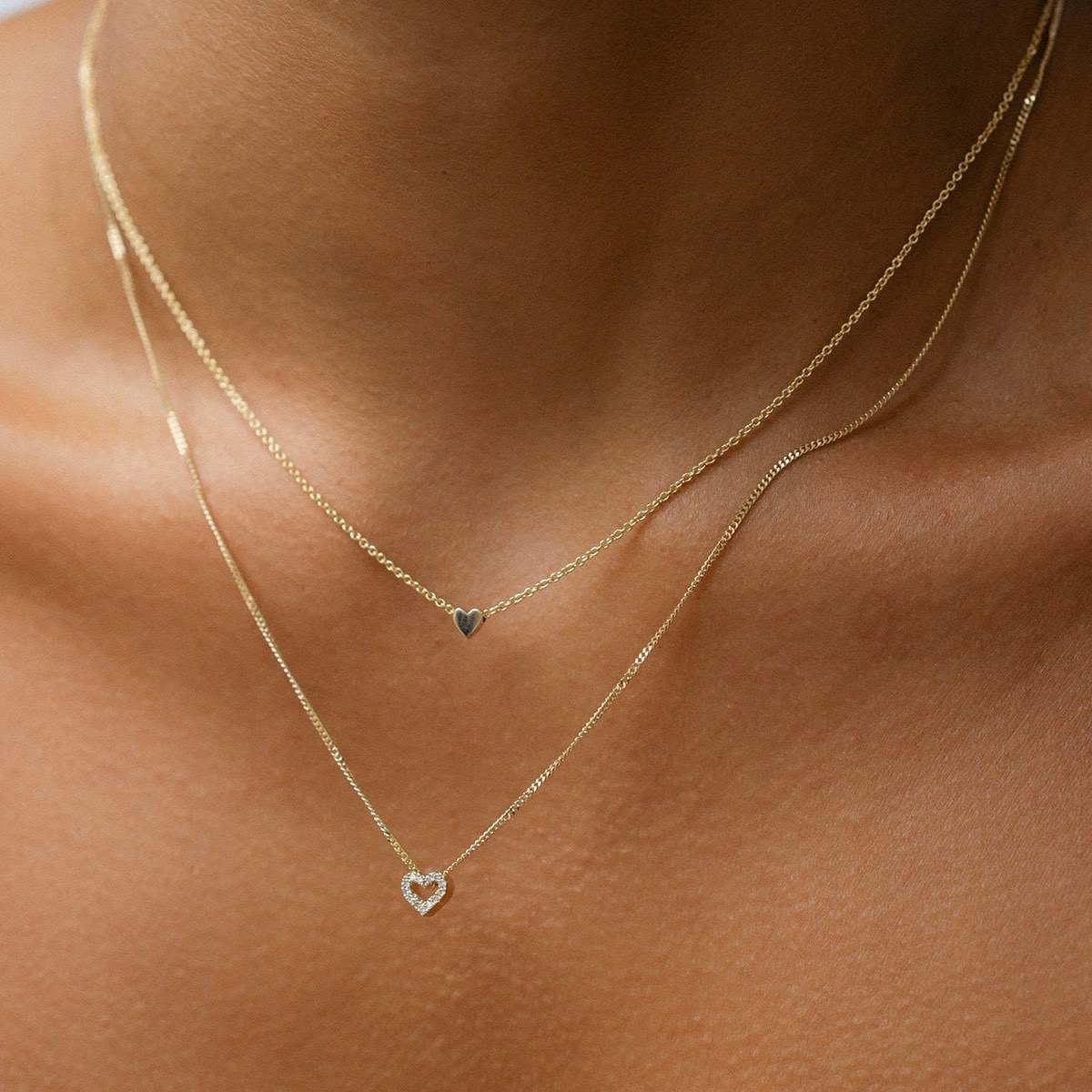 0.065 TCW Round Moissanite Diamond Heart Pendant Necklace in Solid Gold 2