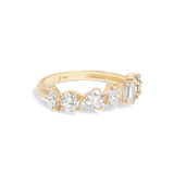 Stunning 1.19 TCW Round  & Heart & Baguette & Pear Moissanite Stones Half Eternity Wedding Band 5
