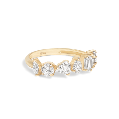 Stunning 1.19 TCW Round  & Heart & Baguette & Pear Moissanite Stones Half Eternity Wedding Band 5