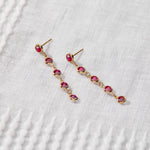 1.0 TCW Round Ruby Lab Made Diamond- July Birthstone Drop Earrrings 3