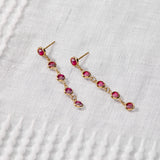 1.0 TCW Round Ruby Lab Made Diamond- July Birthstone Drop Earrrings 3
