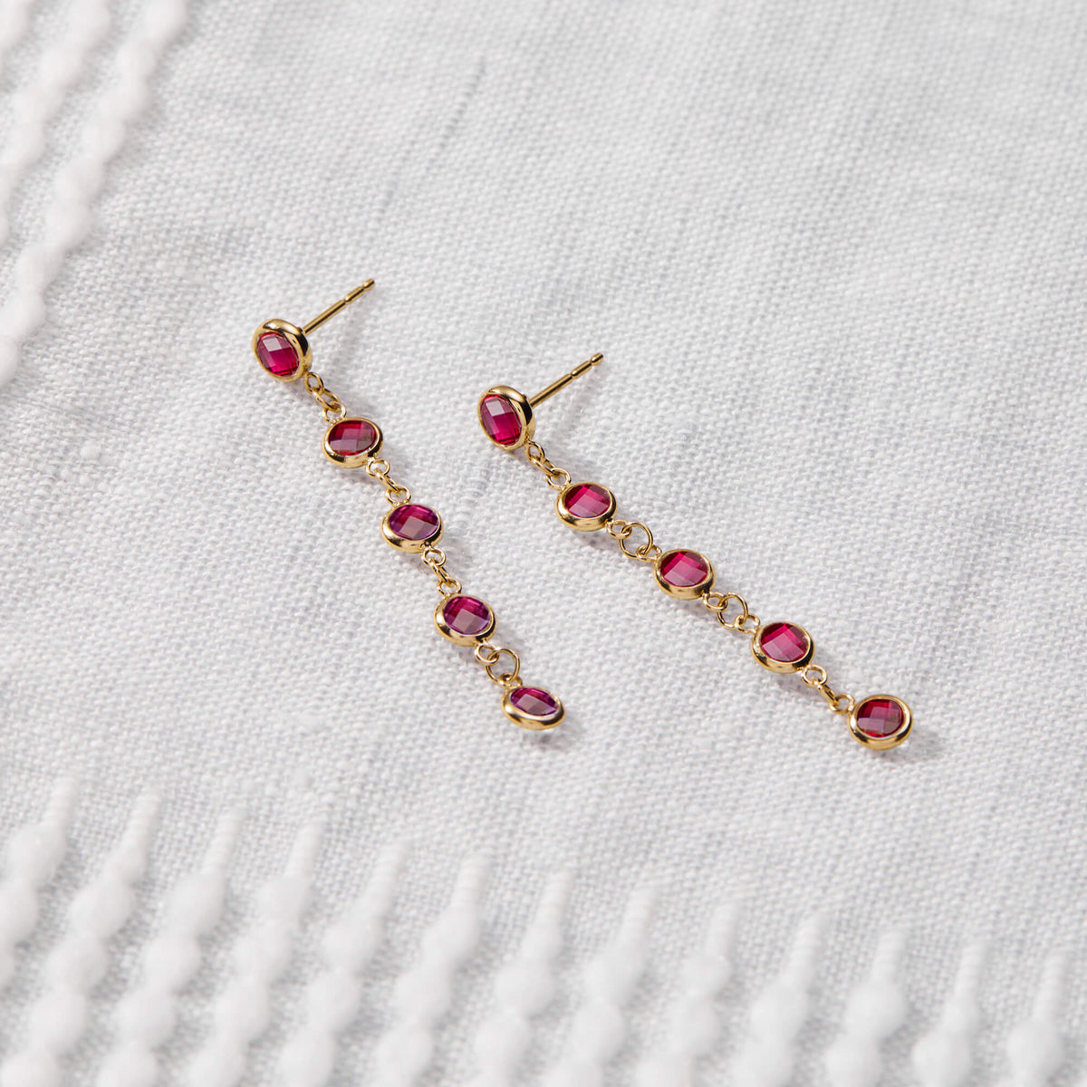 1.0 TCW Round Ruby Lab Made Diamond- July Birthstone Drop Earrrings 3