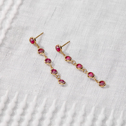 1.0 TCW Round Ruby Lab Made Diamond- July Birthstone Drop Earrrings 3