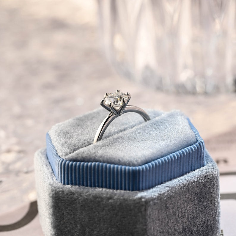 Stunning 1.0 CT Round Moissanite Engagement Ring with Solitaire Design 3