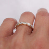 Stunning 0.4 TCW Oval Moissanite Stones in Half Eternity Wedding Band 6