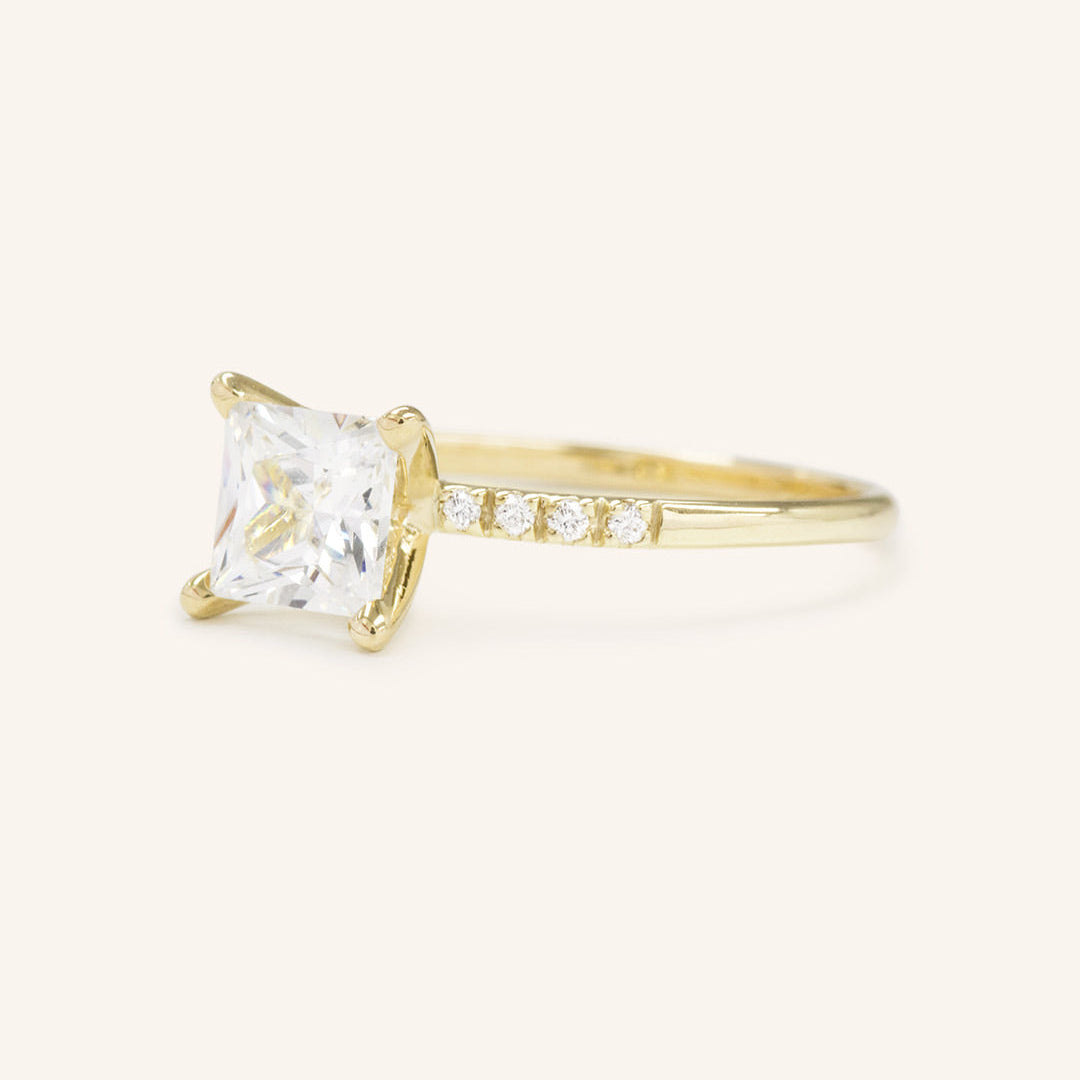 Stunning 1 CT Princess Moissanite Engagement Ring With Pave Design 2