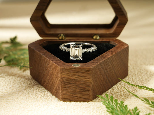 Stunning 1.0 - 2.0 CT Emerald Moissanite Engagement Ring with Hidden Halo Design 2