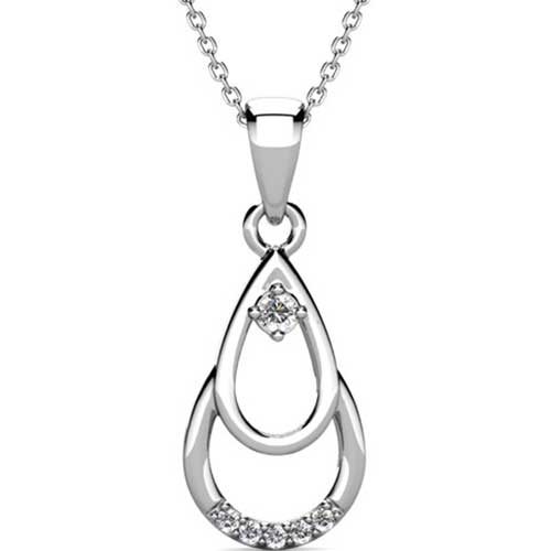 Round Cut Cubic Zirconia in 925 Sterling Silver Necklace 1