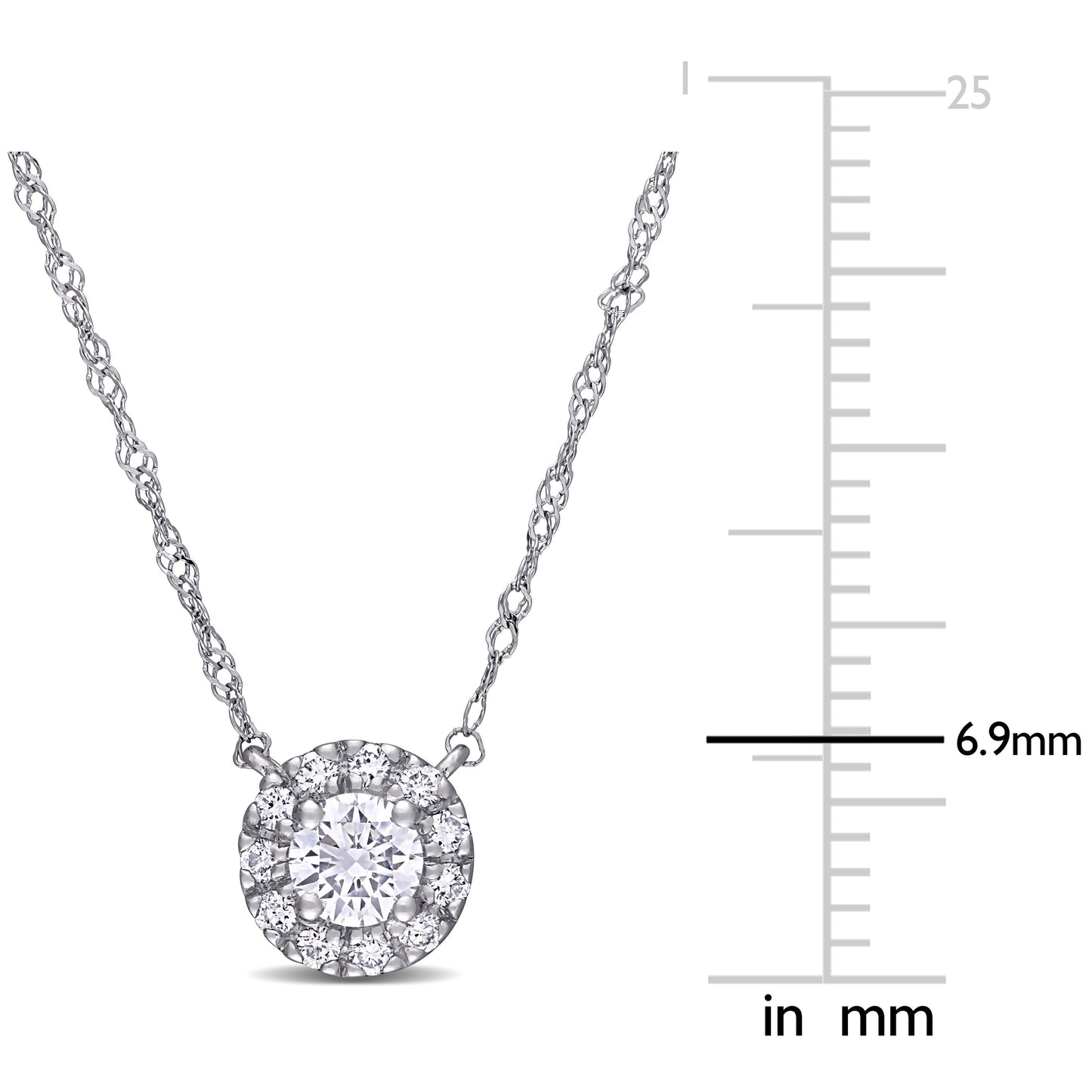 Round Cut Cubic Zirconia in 925 Sterling Silver Necklace 10