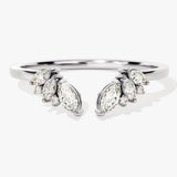 Stunning 0.30 CT Round & Marquise Moissanite Stones Open Wedding Band 3