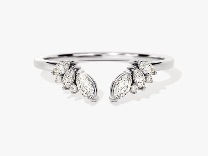 Stunning 0.30 CT Round & Marquise Moissanite Stones Open Wedding Band 3