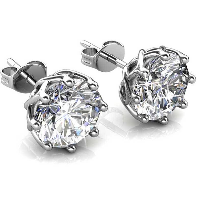 Round Cut Cubic Zirconia in 925 Sterling Silver Earrings 1