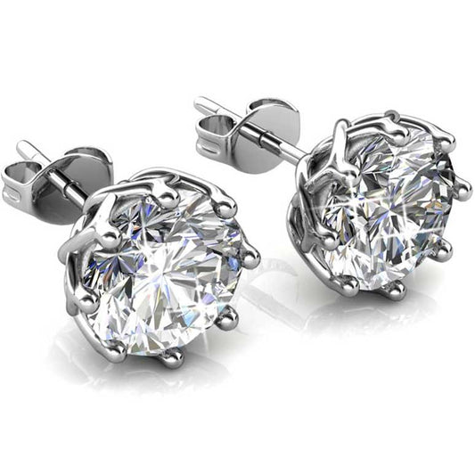 Round Cut Cubic Zirconia in 925 Sterling Silver Earrings 1