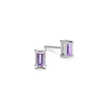 0.14 CT Baguette Amethyst Lab Made Diamond- February Birthstone Earrings 5