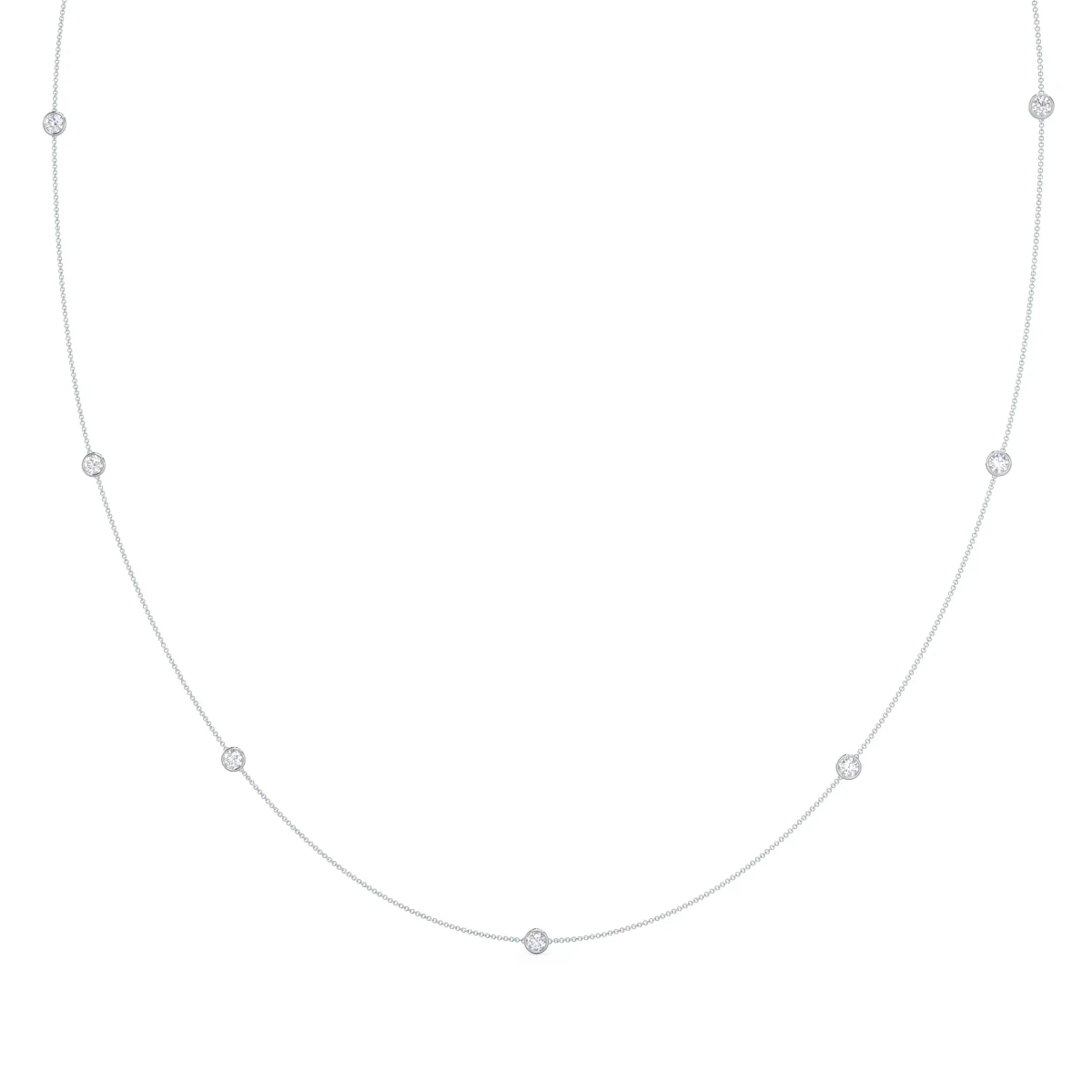 0.60 CT Round Moissanite Diamond Floating Diamond Bezel Necklace in Solid Gold 4