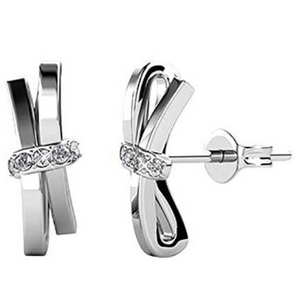Round Cut Cubic Zirconia in 925 Sterling Silver Earrings 1