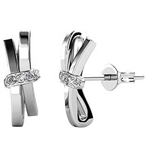 Round Cut Cubic Zirconia in 925 Sterling Silver Earrings 1
