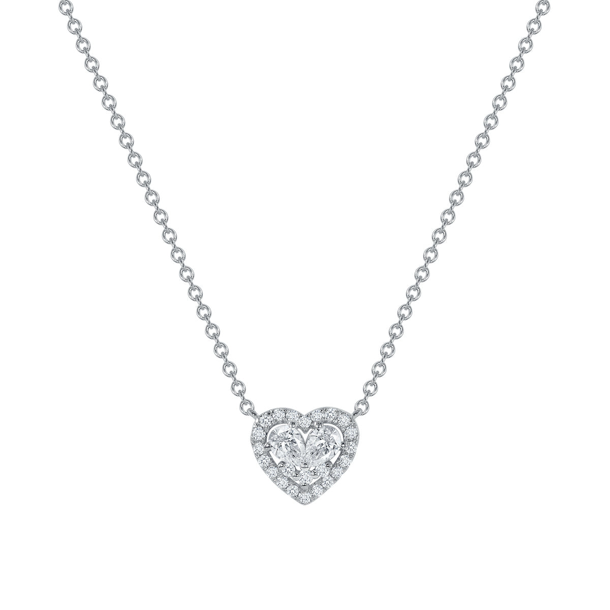 2.0 CT Round & Pear Moissanite Diamond Heart Pendant Necklace in Solid Gold 3