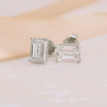 1.50 TCW Emerald Shape Moissanite Stud Earrings in Gold 1
