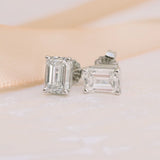 1.50 TCW Emerald Shape Moissanite Stud Earrings in Gold 1