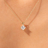 1.0 CT Princess Moissanite Diamond Solitaire Pendant Necklace in Solid Gold 4