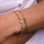 1.5 TCW Round Emerald Lab Made Diamond-May Birthstone Chain Bracelet 3