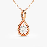 0.50 CT Round Moissanite Diamond Minimalist Pendant Necklace in Solid Gold 3