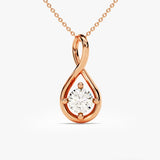 0.50 CT Round Moissanite Diamond Minimalist Pendant Necklace in Solid Gold 3