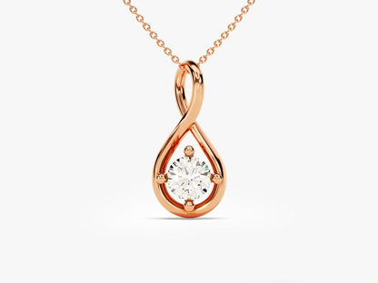 0.50 CT Round Moissanite Diamond Minimalist Pendant Necklace in Solid Gold 3