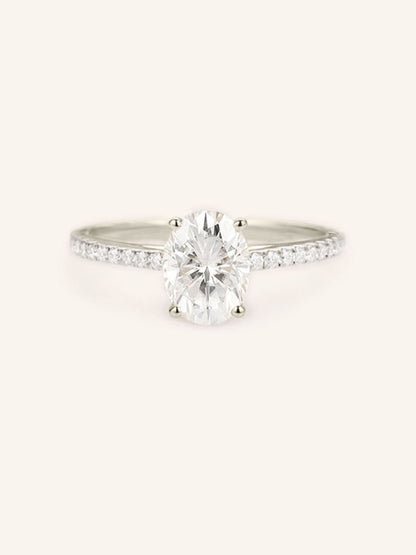 Stunning 1 CT Oval Moissanite Engagement Ring With Pave Design 3