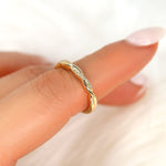 Stunning 0.11 TCW Round Moissanite Stones Halfway Twisted Wedding Bands 7